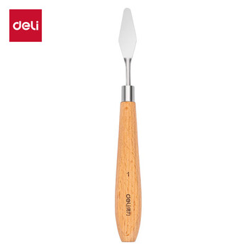 得力（deli）美术刮刀1#尖头水粉丙烯油画刮刀颜料调色刀不锈钢1号弯颈小号73902-1国庆出游礼物学生国庆出游
