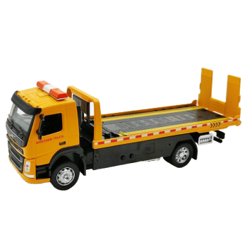 合金平板拖车城市交通道路救援清障车运输车工程车套装模型玩具拖车声