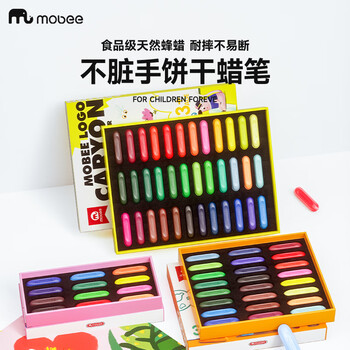 mobee饼干蜡笔不脏手儿童绘画附涂色卡24色MOA-0008美育工具画画笔