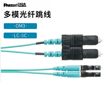 泛达（PANDUIT）多模光纤跳线尾纤 LC-SC 多模双芯OM3光纤跳线万兆网线光纤 蓝色 15M