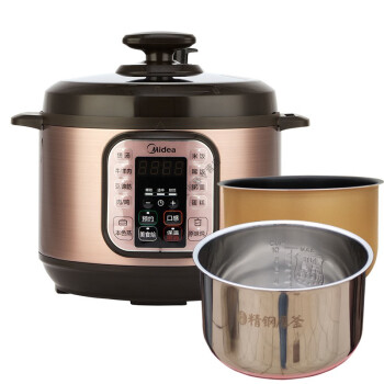 美的myqc50a5电压力锅双胆5l不锈钢内胆家用高压锅饭煲wcs50255升黄晶