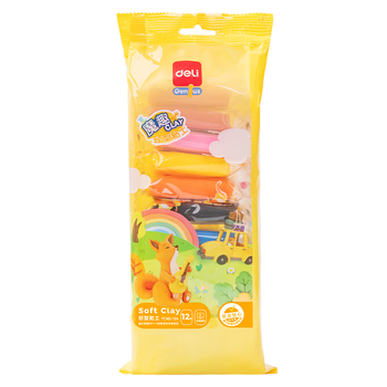 得力(deli)12色超轻粘土 彩泥橡皮泥手工DIY玩具宝宝幼儿园黏土益智玩具 生日毕业礼物