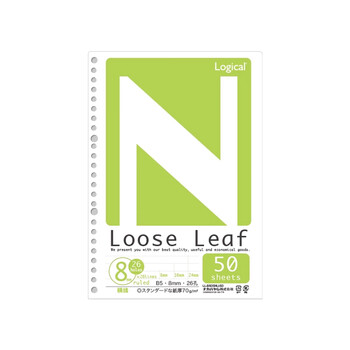 仲林（Nakabayashi）B5/50张 活页本内芯笔记本子替芯 26孔通用活页纸 8mm横线格 LL-B505NU-50