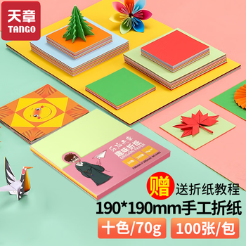 天章 （TANGO）手工折纸DIY彩纸19*19cm/儿童学生手工剪纸几何图案折纸幼儿园早教 100张10色70g