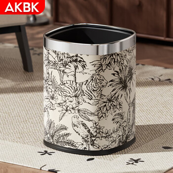 AKBK中古风垃圾桶12L客厅家用网红大号压圈式厨房轻奢2025新款