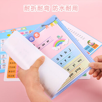 递乐 小学生乘法口诀表A4塑料卡通可爱多功能两用垫板写字儿童垫板加减汉语拼音字母表4个装 JXB-01