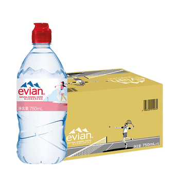 依云（evian）矿泉水 750ml*12瓶 饮用水 运动版高端矿泉水 法国进口