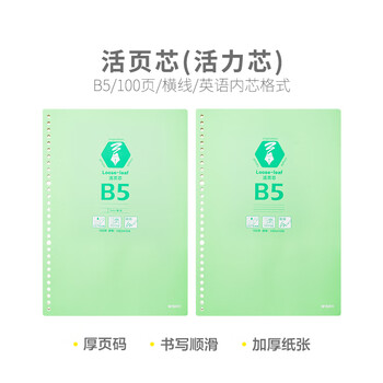 晨光（M&G）B5/26孔活页本替芯英语款记事本笔记本横线活页内芯线圈纸HB5A10B 100张/包