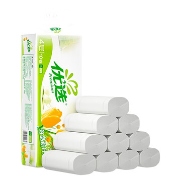 心相印LR910 优选郁金香系列75克10粒装四层无芯卫生纸(橙花) *4提