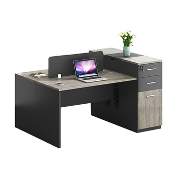 擎宅办公桌电脑桌屏风卡座员工位职员桌椅组合 双人位带高柜含椅