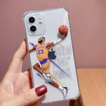 nba球星卡通适用x詹姆斯库里13篮球苹果12手机壳iphone11promax软贝乐