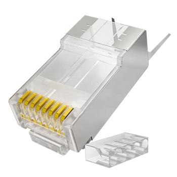 秋叶原（CHOSEAL）七类水晶头 工程镀金万兆网线头RJ45屏蔽网络水晶接头 CAT7类兼容6类双屏蔽超六类接头 10个 QS907