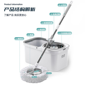 洁仕宝旋转拖把2头家用一拖净免手洗省力甩干拖把带桶套装拖布吸水墩布 洁仕宝旋转拖把2头家用一拖净免手洗省力甩干拖把带桶套装拖布吸水墩布