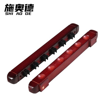 施奥德 壁挂式 台球杆架球房6孔球杆杆架实木质靠杆器 酒红色