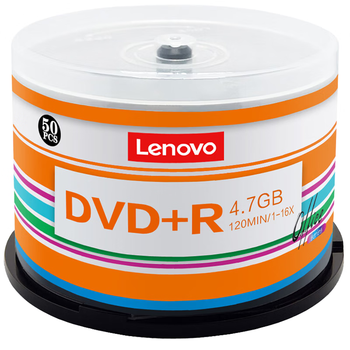 联想（Lenovo）DVD+R 光盘/刻录盘 16速4.7GB 办公系列 桶装50片 空白光盘
