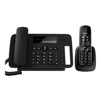 飞利浦（PHILIPS）数字无绳电话机无线座机子母机内线通话固定电话 DCTG496一拖一黑色