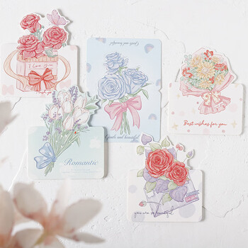 离草【女神节贺卡】花束贺卡礼物精致生日贺卡明信片留言卡立体高级感表白花束贺卡手写创意卡 5款30张