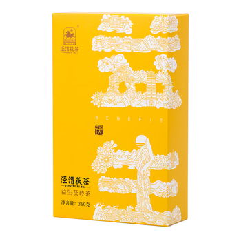 泾渭茯茶益生小黄砖360g礼盒装黑茶 陕西黑茶伏茶 金花茯砖茶中秋送礼礼品