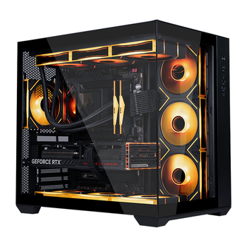 先马（SAMA）Q98黑色 游戏电脑主机海景房机箱 双面玻璃/支持ATX背插主板/双360水冷位/10风扇位/标配Type-C