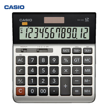 卡西欧（CASIO）DH-120 时尚宽屏幕台式会计财务计算器12位数太阳能电子商务型办公计算机