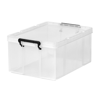 TENMA天马塑料衣服书籍收纳箱33升 加厚透明直角整理箱子储物箱