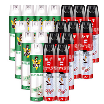 枪手杀虫气雾剂组合装20瓶（无味600ml*10瓶+清新清爽600ml*10瓶）
