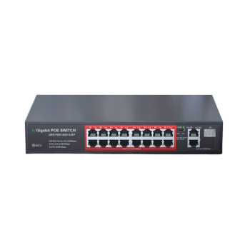 keepLINKKP-9000-316GTP 16口百兆POE+2千兆级联+1千兆SFP交换机AI智能监控摄像头分离器交换器240W