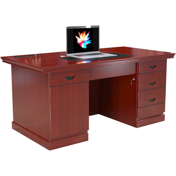 盛浪办公桌老板桌职员桌油漆桌写字台贴木皮中班台主管桌三抽1.6m