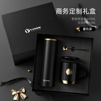 Vanow保温杯套装 陶瓷马克杯智能316杯子礼盒企业团购定制LOGO水杯子