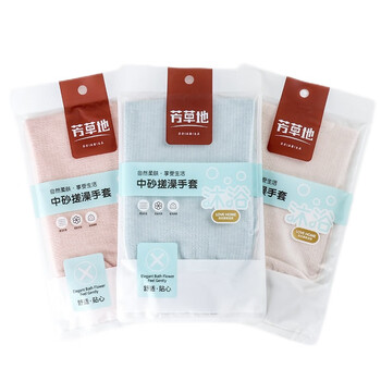 芳草地 中砂搓澡澡巾手套1只装柔软洗澡神器颜色随机 2G2012 起泡绵密