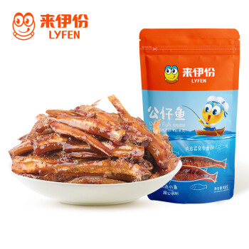 来伊份 小鱼仔零食肉食海味鱼干香辣味小鱼干100g/袋,降价幅度11.1%