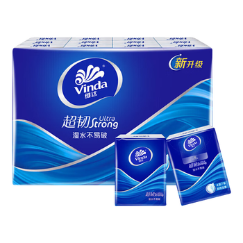 维达（Vinda）超韧4层24包经典无香便携随身餐巾纸24包*5提共120包V0169