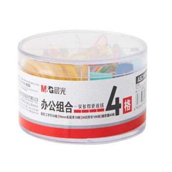 晨光（M&G）ASC99360 办公套装（彩色工字钉50枚+橡皮圈40枚+3#彩色回形针100枚+19mm彩色长尾夹10枚）1盒装