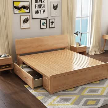 8米 框架床 实木床 床头柜2个 1500*2000抽屉床(包安装)