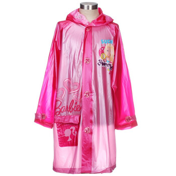 芭比（Barbie）卡通儿童雨衣 女童带书包位反光条宝宝雨衣 BY-002枚红色 L 充气帽檐/书包位设计