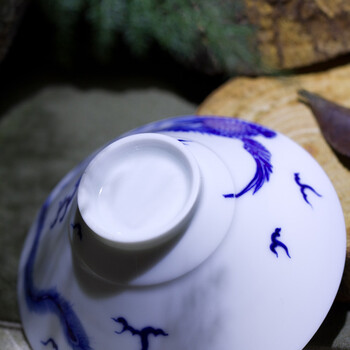 帝博钰 手绘青花茶杯品茗杯斗笠杯 景德镇青花手绘瓷茶具 龙