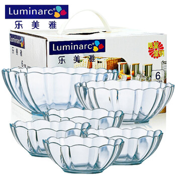 
                                                            乐美雅（Luminarc）玻璃碗 沙拉碗 泡面碗家用 汤面碗大号中小碗具六件套 E9986                