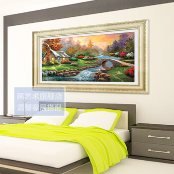 画艺术魔方钻石绣新款风景满砖挂画温馨小屋全贴满钻贴钻十字绣粘钻砖石秀 满钻温馨小屋80*43cm