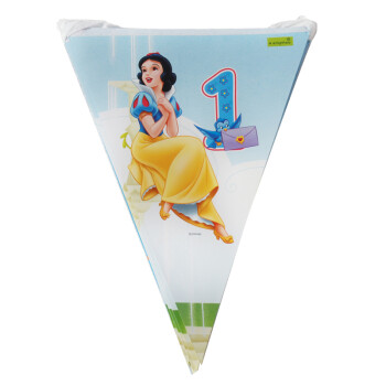 
                                        孩派 儿童派对生日派对用品 生日用品 一岁白雪公主三角旗12面                
