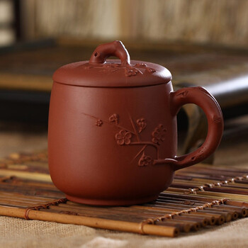 
                                        品茶忆友 茶具 茶杯宜兴紫砂杯泡茶杯 梅花525ml                