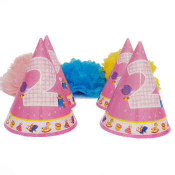 孩派HighParty生日派对用品//生日帽子//生日装扮//二岁女孩圆锥帽1个