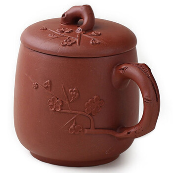 
                                        品茶忆友 茶具 茶杯宜兴紫砂杯泡茶杯 梅花525ml                