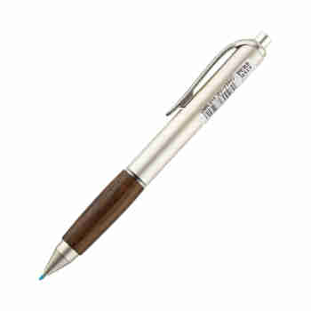 日本进口文具 三菱MITSUBISHI UNI 百年橡木签字笔/圆珠笔/中性笔 按动水性笔 0.5mm 棕黑木杆黑色考试专用