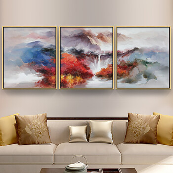 
                                                                                天顶山 客厅装饰画现代简约聚宝盆山水风景沙发背景墙书房壁画抽象画挂画书房画 山水画01 60*70CM                