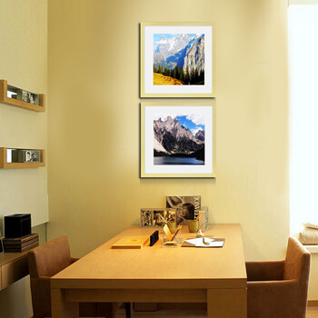 
                                        森朴 现代装饰画简约欧式客厅挂画 书房墙画餐厅壁画 山 摄影风景 3幅1套(ABC) 60*60(黑色框)                