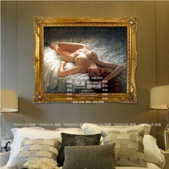 添画 纯手绘油画家居装饰画酒店卧室挂画 欧式人体艺术装饰油画  高档画框 70*80CM