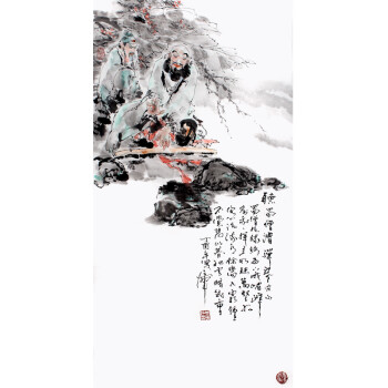 著名人物画大师,美术家会员 李华《听蜀僧睿弹琴》