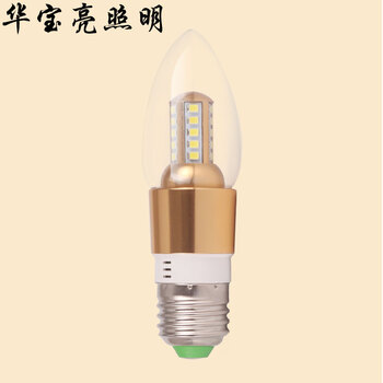 华宝亮灯泡e14led灯泡e27小螺口蜡烛灯泡3w护眼灯泡尖泡led节能灯泡5w接尾灯泡 E27 暖白光 蜡烛灯泡 5w