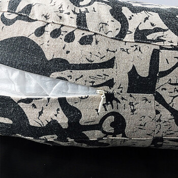 琬圭 棉麻厚小圆坐垫 直径50x13cm—灰色图腾 飘窗 榻榻米 蒲团 宠物床