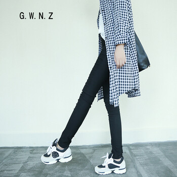 
                                        GWNZ 2016春秋新款 韩版百搭糖果色铅笔裤打底裤 修身显瘦小脚裤显瘦女裤 黑色 均码(建议40-60KG内)                